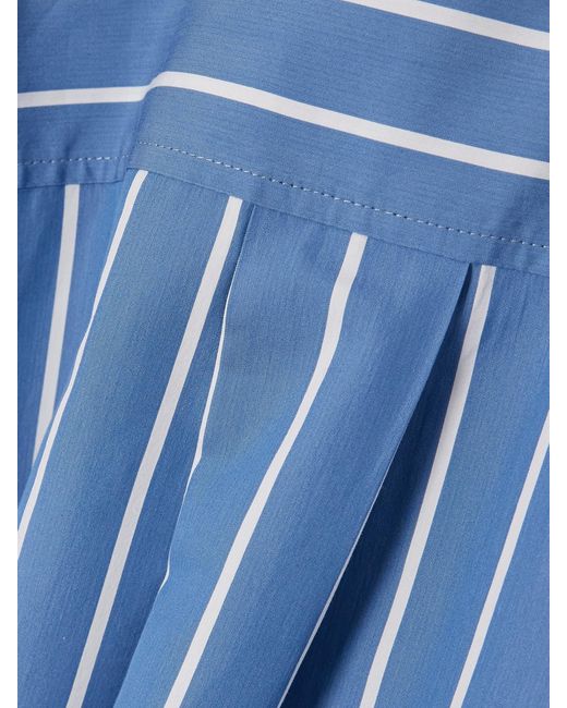 Brunello Cucinelli Blue Bead-Embellished Striped Cotton And Silk-Blend Poplin Shirt