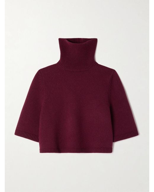 Alaïa Red Verkürzter Stehkragenpullover Aus Einer Kaschmirmischung