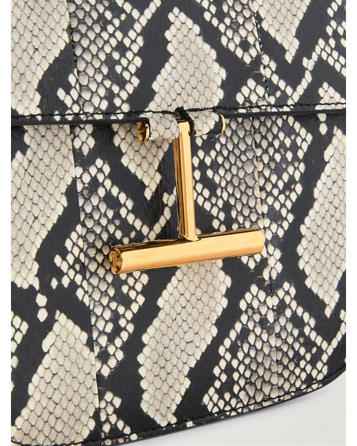 Tom Ford Gray Tara Mini Snake-Effect Leather Shoulder Bag