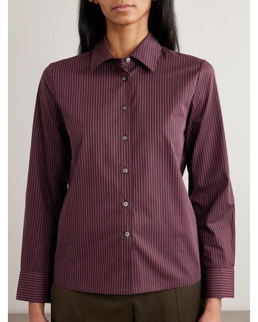 Chemise En Serge De Coton Mélangé À Fines Rayures Yoshi Leset en coloris Purple
