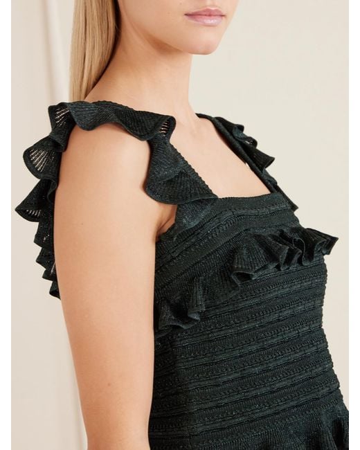 Zimmermann Black Ruffled Knitted Tank