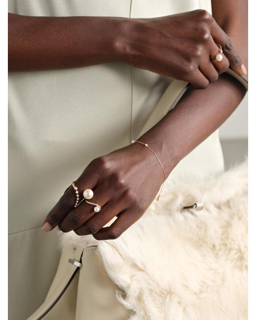 Mizuki Natural 14-Karat, Pearl And Diamond Ring