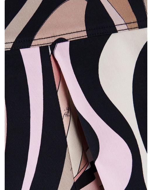 Mini-Jupe En Gabardine De Coton Mélangé Imprimée À Plis Et À Finitions En Soie Marmo Emilio Pucci en coloris Black