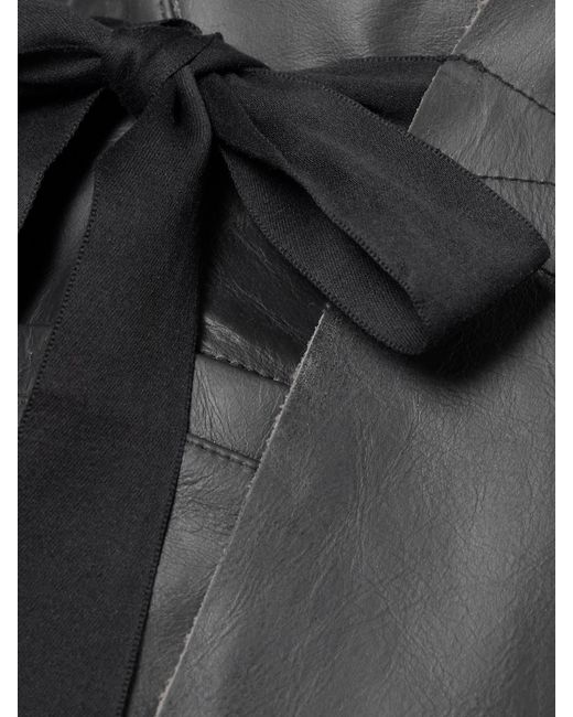Rick Owens Black Hollywood Grosgrain-Trimmed Leather Wrap Jacket