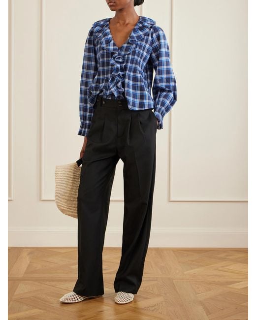 Doen Black Olivia Poplin Wide-Leg Pants