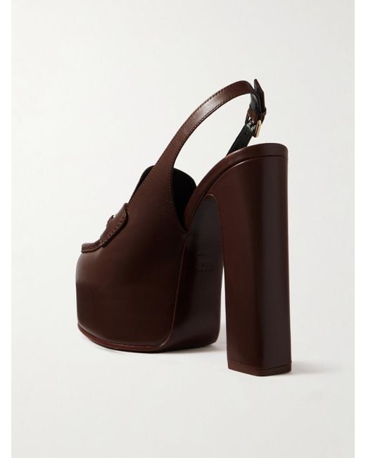 Escarpins Plates-Formes À Brides Arrière En Cuir À Mors De Cheval Gucci en coloris Brown