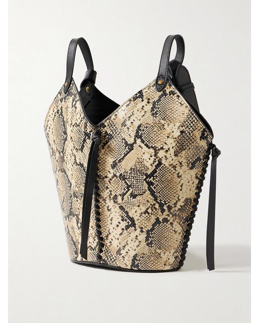 Isabel Marant Gray Tampa Mini Snake-Effect Leather Bucket Bag