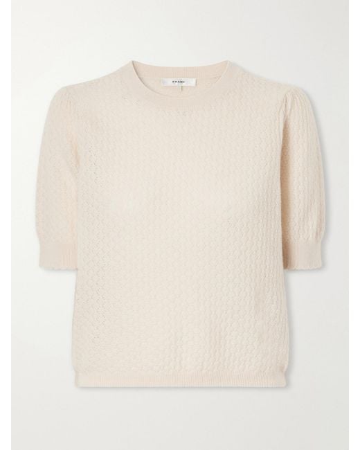 FRAME Natural The Gathered Honeycomb Cashmere Sweater
