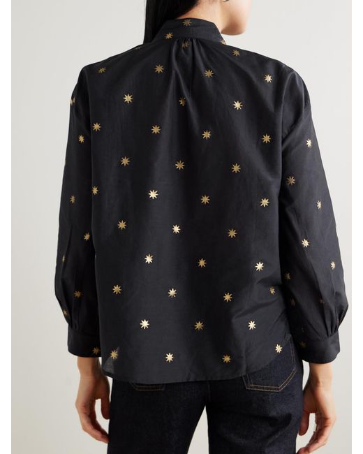 Alix Of Bohemia Blue Kiki Celestial Night Printed Cotton And Silk-Blend Shirt