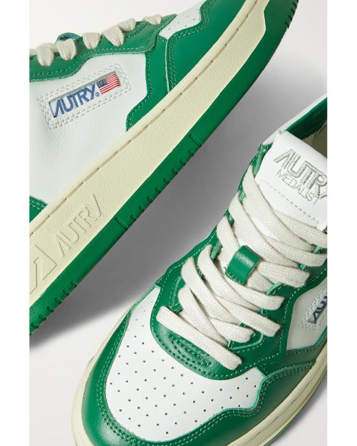 Autry Green Medalist Low Two-Tone Leather Sneakers