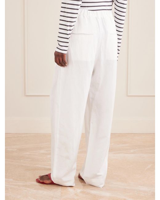 Jamie Haller White Tapered Linen-Blend Pants