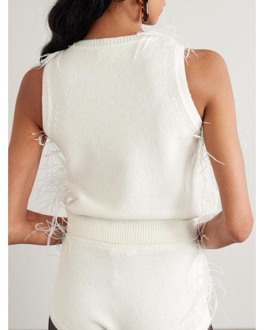 ShuShu/Tong Natural Feather- And Satin-Trimmed Wool-Blend Sweater