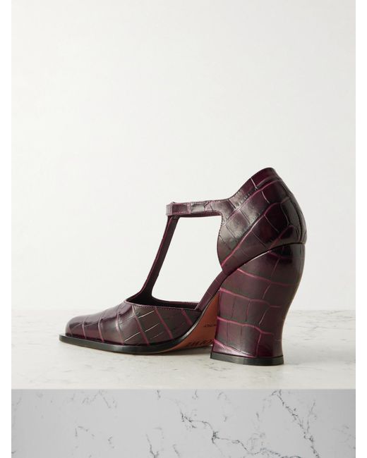 Loewe Red Onda Pumps Aus Leder Mit Krokodileffekt