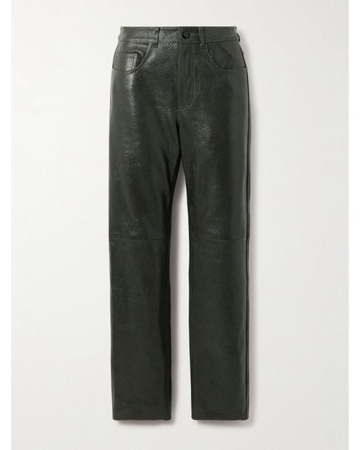 Blazé Milano Green Emera Hose Mit Geradem Bein Aus Leder Mit Schlangeneffekt