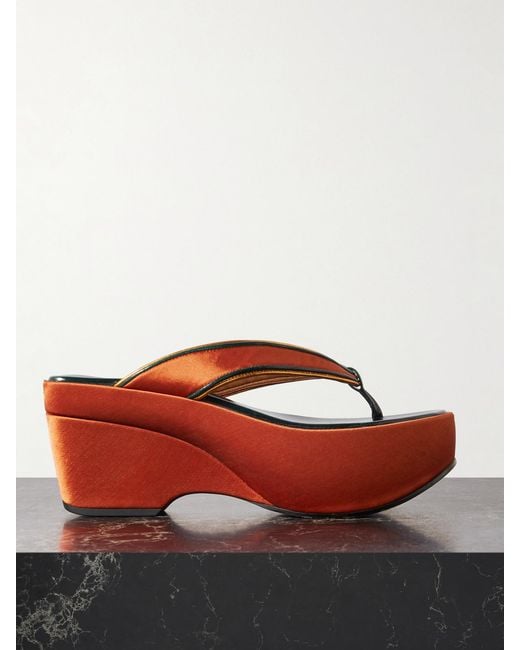 Dries Van Noten Red Satin Platform Sandals