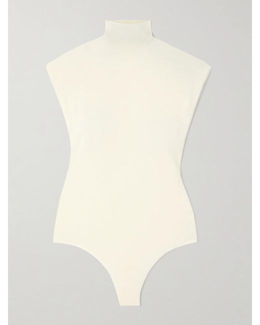 Alaïa Natural Wool-Blend Turtleneck Bodysuit