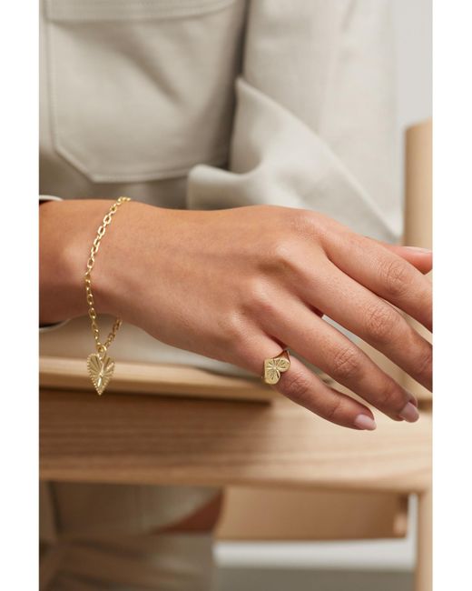 Marlo Laz Natural Heart 14-Karat Diamond Signet Ring
