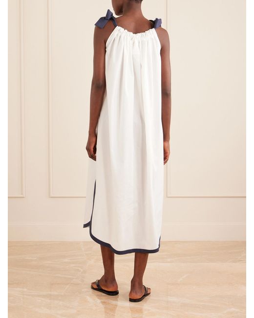 Les Vacances d'Irina White Two-Tone Cotton-Poplin Maxi Dress