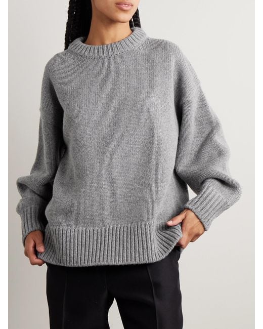 The Row Gray Essentials Ophelia Oversized-Pullover Aus Einer Woll-Kaschmirmischung