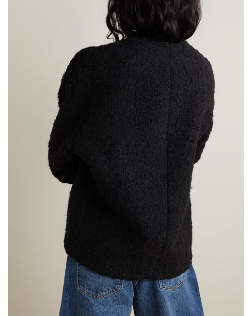 FRAME Black Cocoon Oversized Cotton-Blend Bouclé Jacket