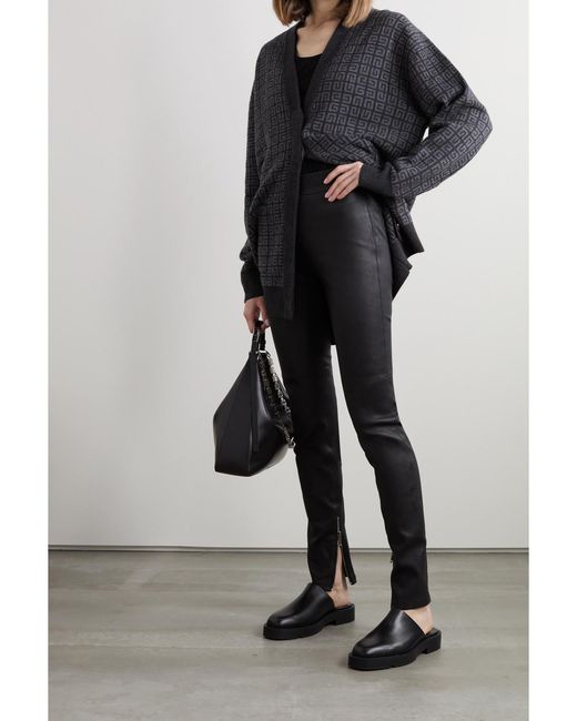 Givenchy Black Overlock Leather Leggings