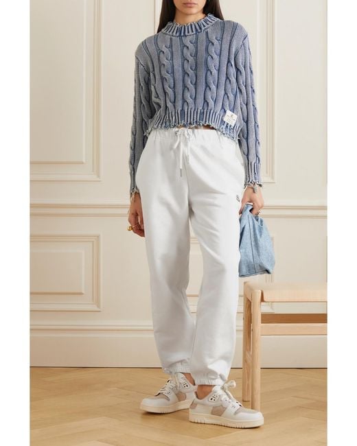Moncler White Tapered Cotton-Jersey Track Pants