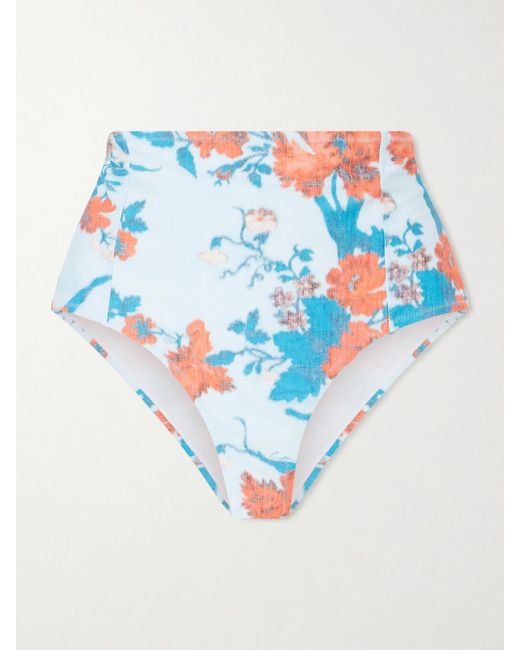 Erdem Blue Floral-Print Bikini Bottom