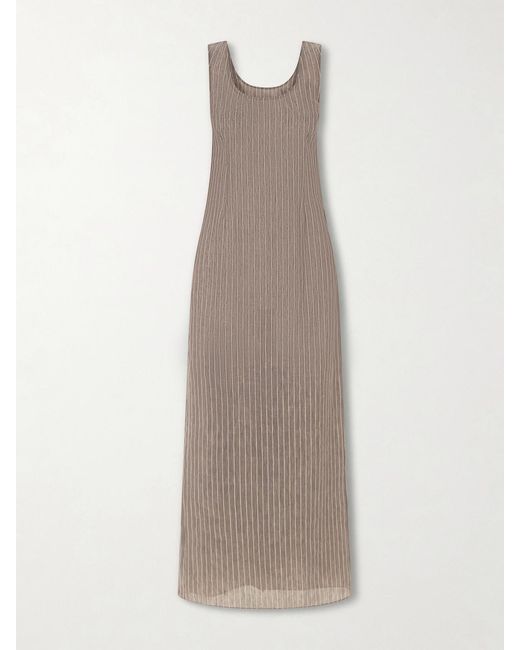 Kallmeyer Natural Isadora Striped Linen Maxi Dress