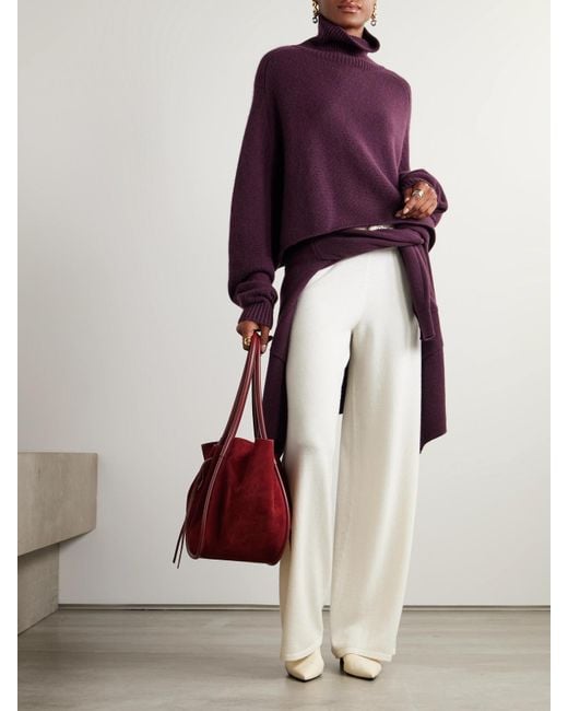 Lisa Yang Purple Cathie Cropped Cashmere Turtleneck Sweater