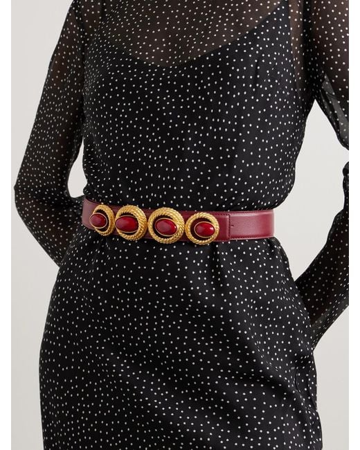 Sonia Petroff Pink Nest Embellished Leather Belt
