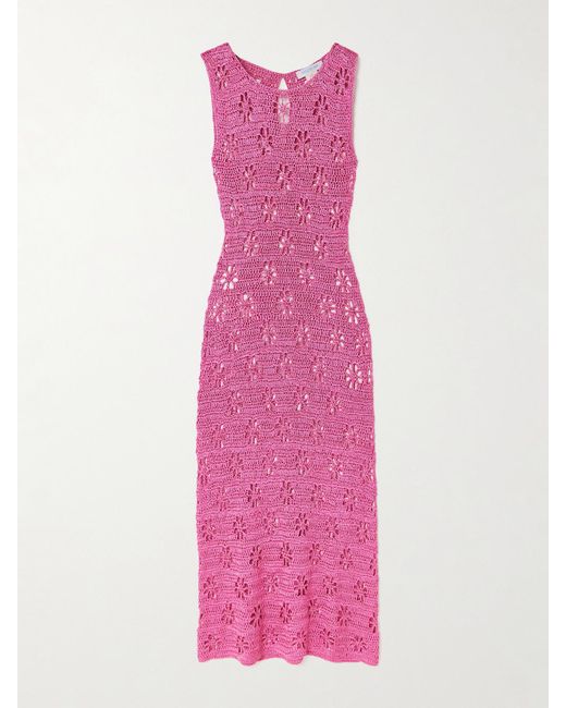 Calle Del Mar Pink Midikleid Aus Häkelmaterial