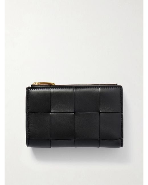 Bottega Veneta Black Cassette Intrecciato Leather Wallet