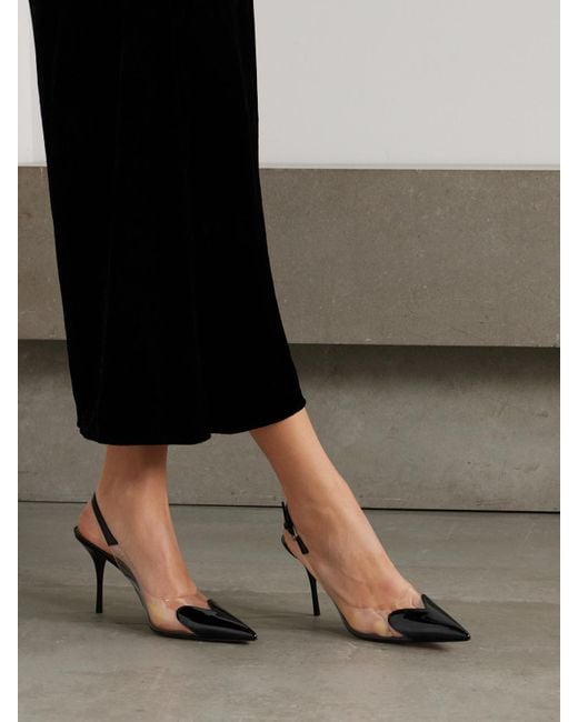 Alaïa White Le Cœur Patent-Leather And Pvc Slingback Pumps