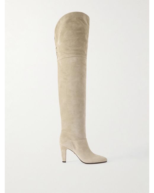 Chloé White Eve Suede Over-The-Knee Boots