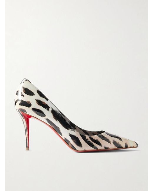 Christian Louboutin Multicolor Miss Z Gigi 80 Leopard-Print Patent-Leather Point-Toe Pumps
