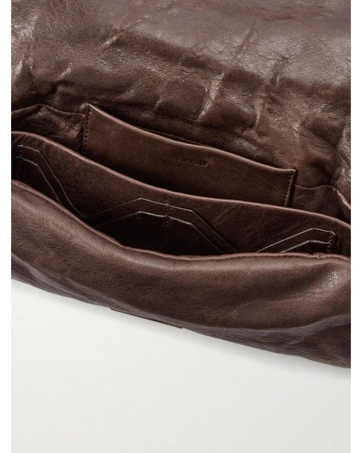 Rick Owens Brown Crinkled-Leather Clutch