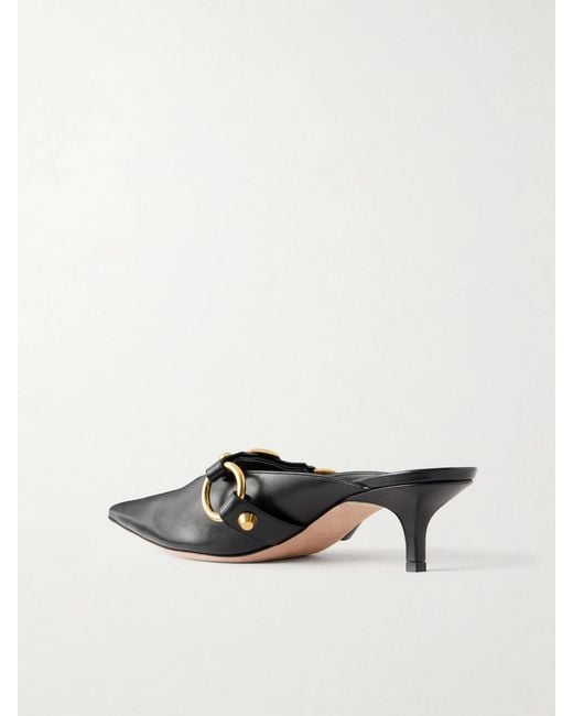 Balenciaga White City Embellished Leather Mules