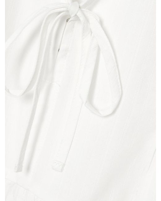 Deiji Studios White Pintucked Tie-Detailed Organic Cotton Mini Dress