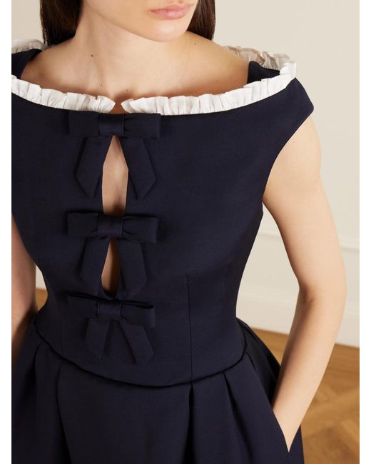 ShuShu/Tong Blue Bow Cut-Out Sleeveless Wool Mini Dress