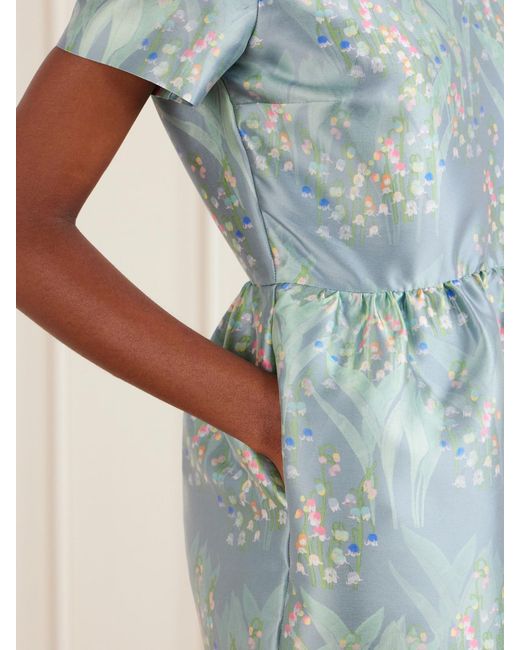 BERNADETTE Blue Lily Of The Valley Crepe Mini Dress