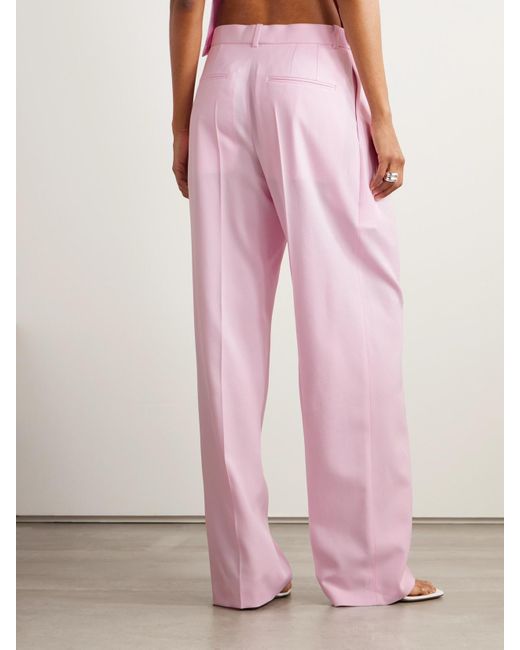 Wardrobe NYC Pink Hose Mit Weitem Bein Aus Grain De Poudre Aus Wolle Mit Falten
