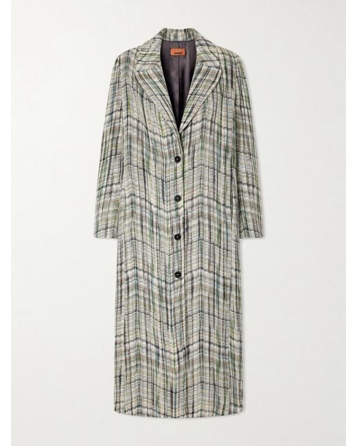 Missoni Gray Striped Wool-Blend Coat