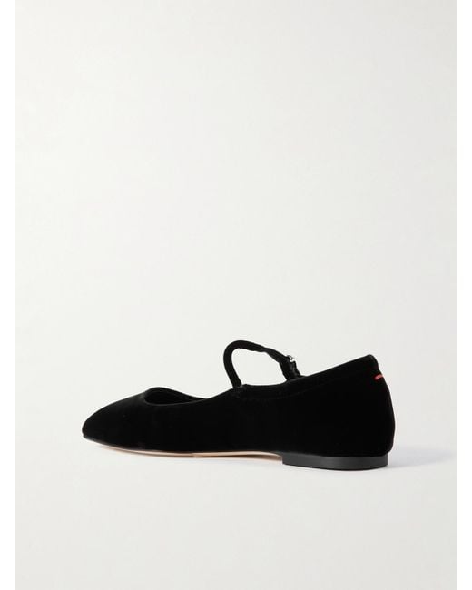 Aeyde Black Uma Velvet Mary Jane Ballet Flats