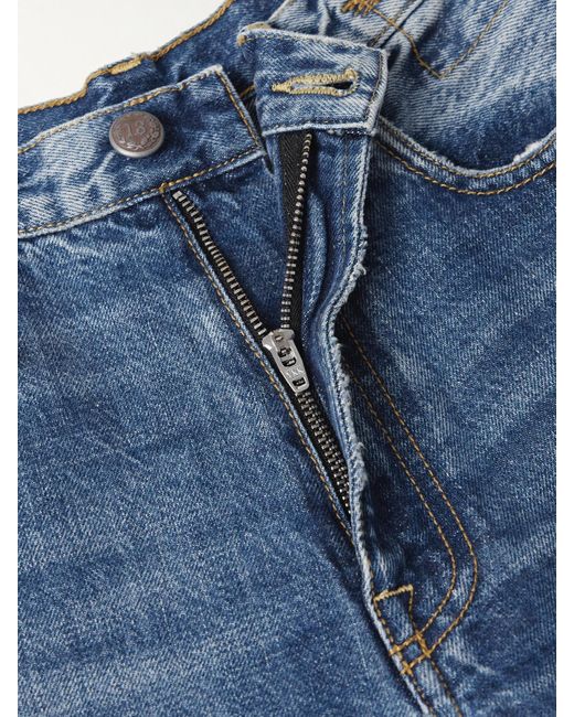 R13 Blue D'Arcy Distressed Mid-Rise Wide-Leg Jeans