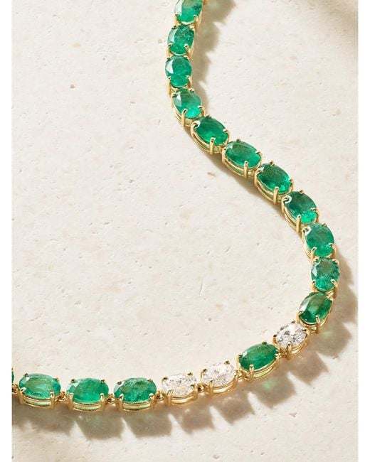 SHAY Green 18-Karat Emerald And Diamond Tennis Necklace