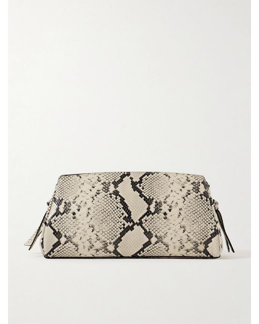 Staud Natural Maude Snake-Effect Leather Clutch