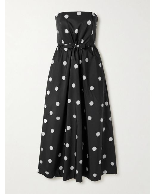 BERNADETTE White Bodette Strapless Bow-Detailed Polka-Dot Taffeta Gown