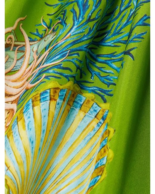 ALÉMAIS Green Sam Pauletto Aquatica Minikleid Aus Habutai-Seide Mit Prints