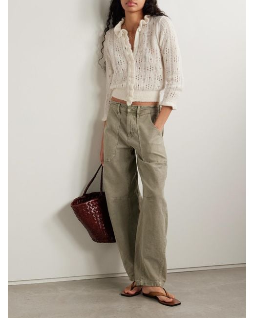Doen Natural Claudie Ruffled Pointelle-Knit Alpaca-Blend Cardigan