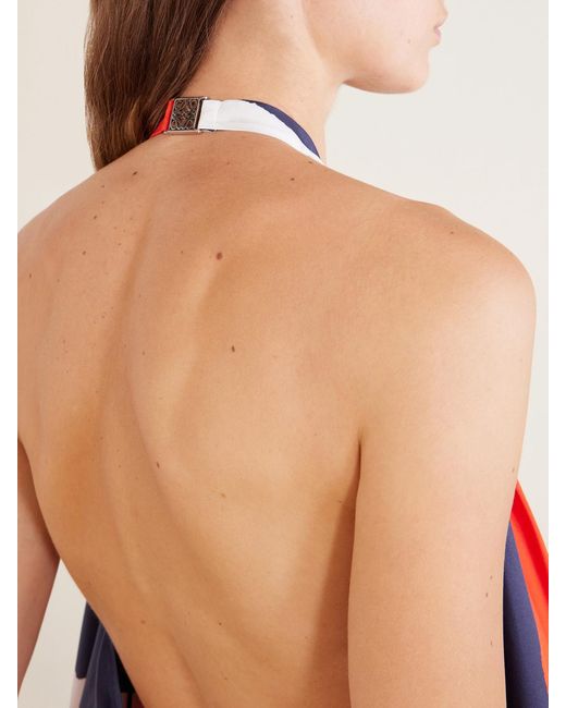Loewe Red Asymmetric Printed Silk-Twill Blouse